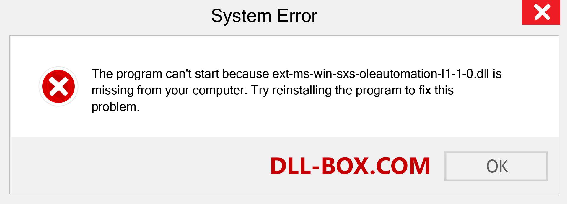  ext-ms-win-sxs-oleautomation-l1-1-0.dll file is missing?. Download for Windows 7, 8, 10 - Fix  ext-ms-win-sxs-oleautomation-l1-1-0 dll Missing Error on Windows, photos, images
